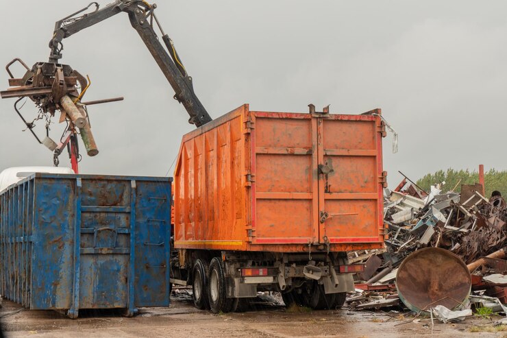 loading scrap metal by hydraulic crane recycling 626278 522